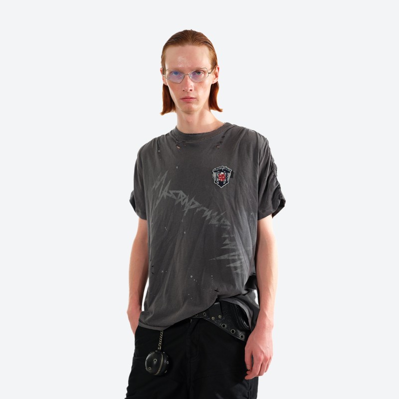 Sicbug‑series Embroidered Patch Track Print T-shirt